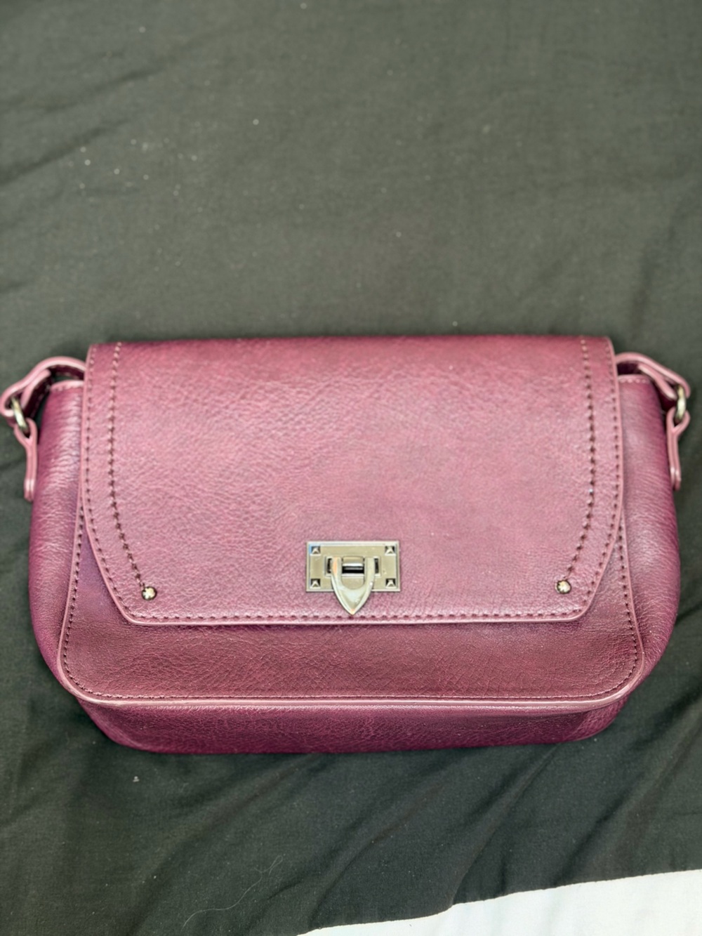 Charming Charlie Plum Crossbody Bag with Silver Hardware